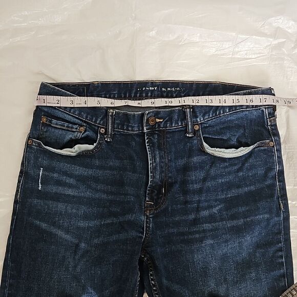 Old Navy Men Distressed Dark Blue Washed Jeans 36×36 - Picture 5 of 16